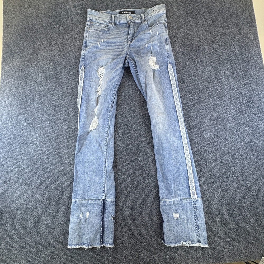 Express Cropped Skinny Jeans Womens 28x29.5 Blue Stretch Mid Rise Performance